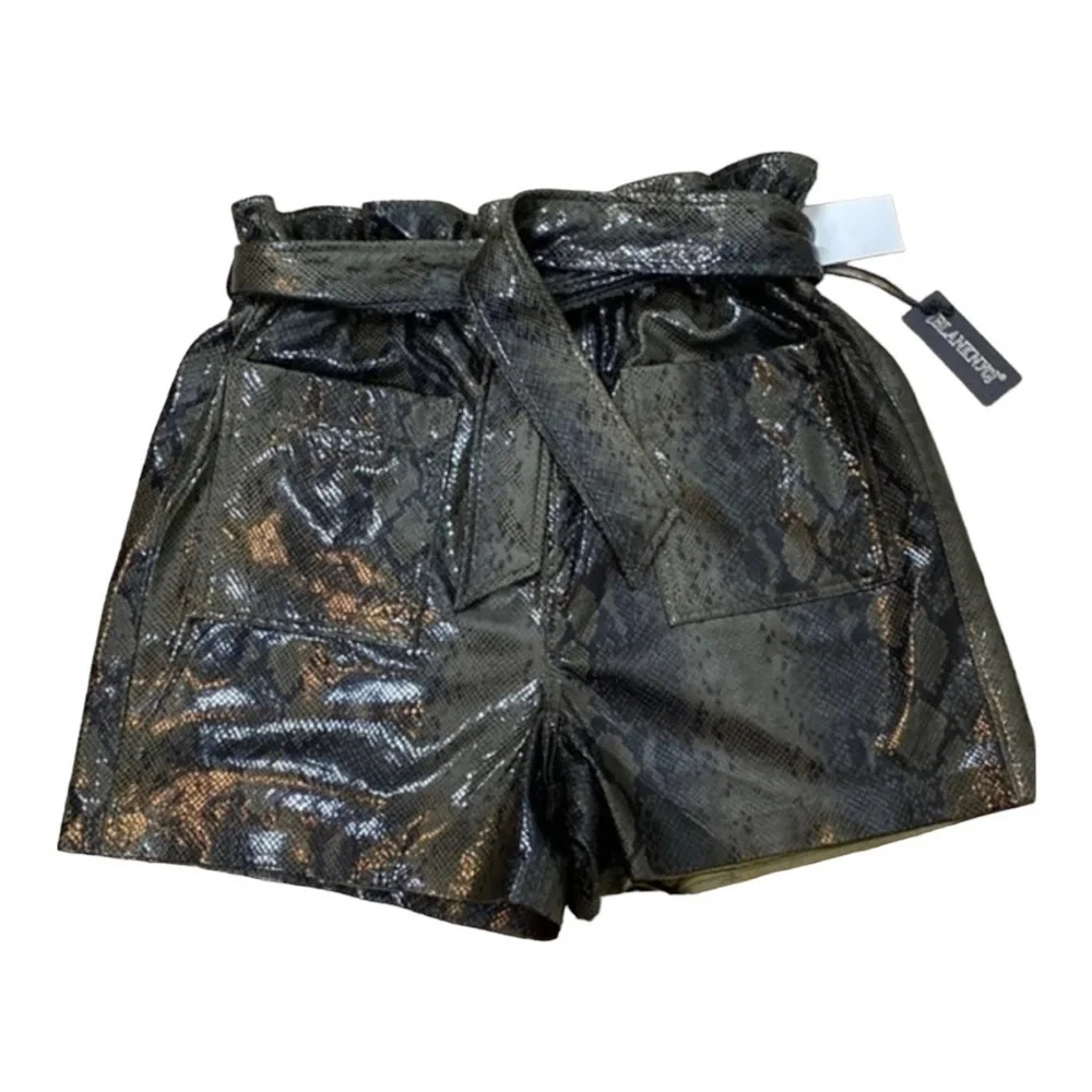 Blank NYC Vegan Leather Snake PaperBag Self Belted Snake Print Short - Picture 4 of 11